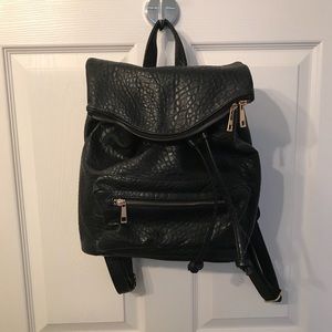 Faux leather black backpack